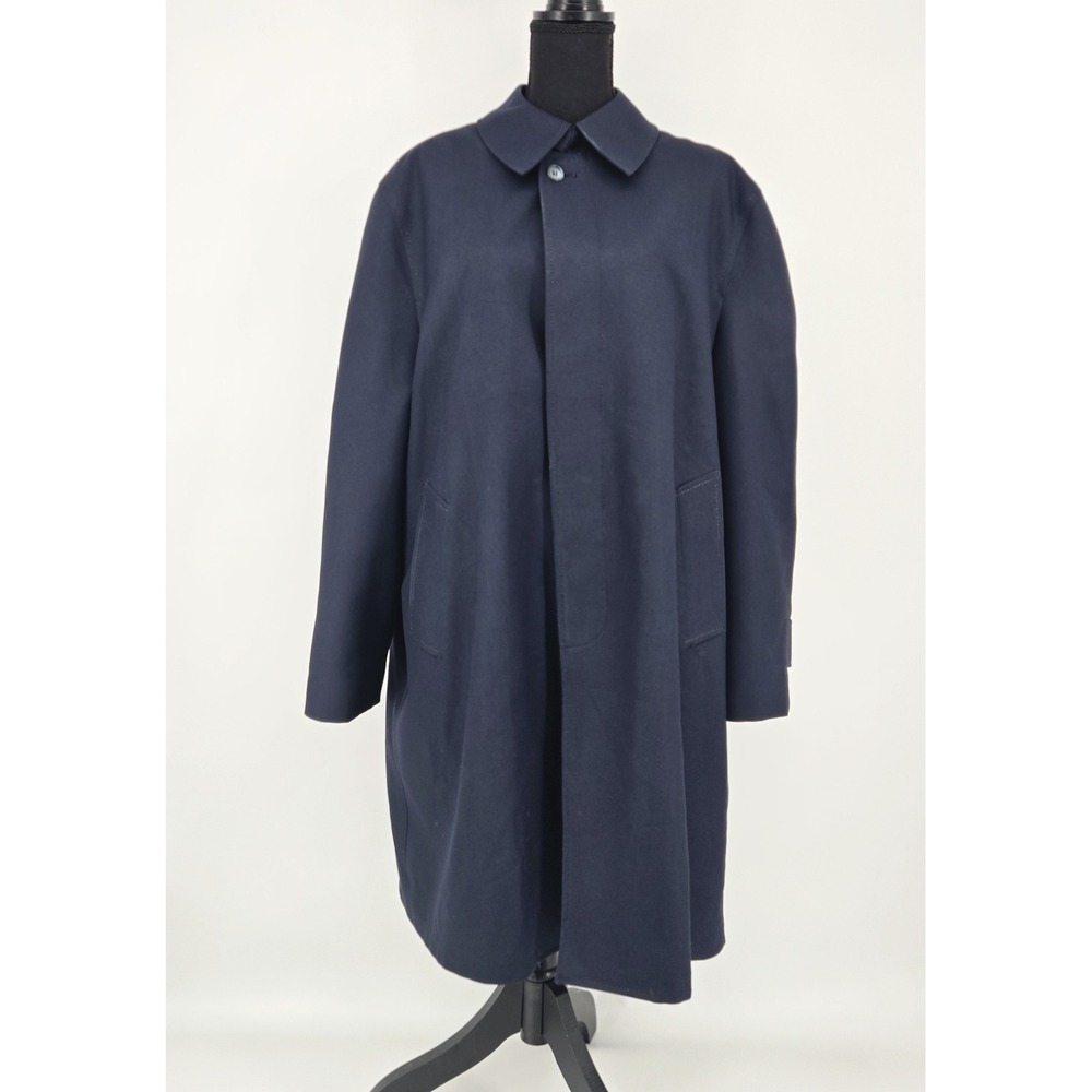 Botany Weatherotopper Navy Trench Coat Overcoat Zip Out Faux Fur Liner VTG 44S